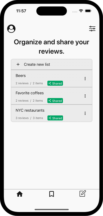 A Memolli screenshot showing restaurant lists in the app.